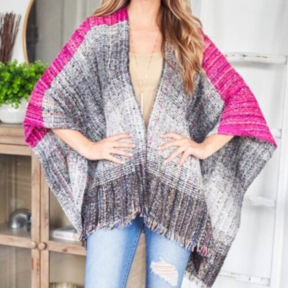 Multi Color Knit Sweater Shawl Wrap - Picture 3 of 6